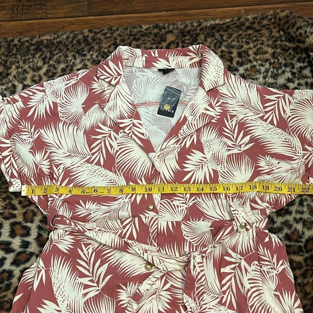 Torrid Palm Trees Print Design Button Front Collar Pockets Dress Vacation Resort - Picture 9 of 16
